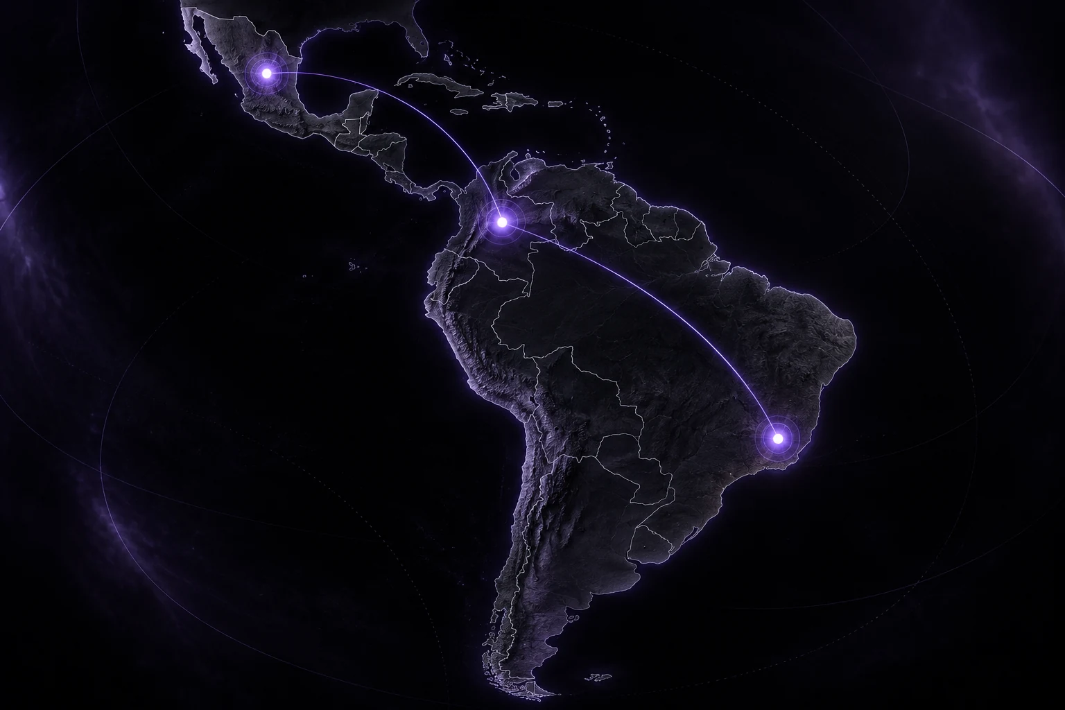 Mapa de Latinoamérica con presencia en México, Colombia y Brasil